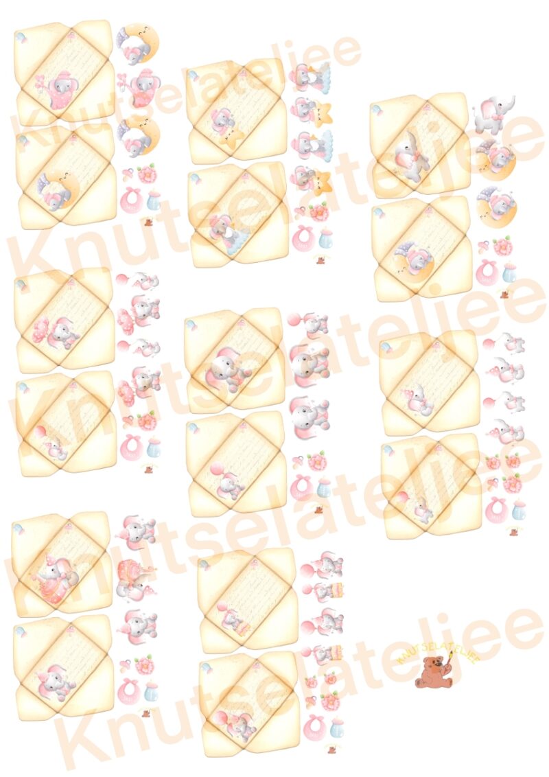 Baby roos env set (8blz)