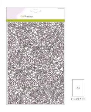 CraftEmotions glitterpapier 5 vel zilver 120gr