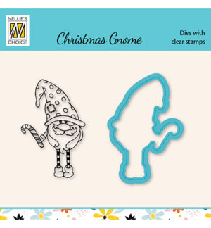 Die cut & Clearstamp set, Xmas gnome serie Candystick