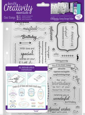 Docrafts A5 Clear Stamp Set (39pcs) - Birthday Verses