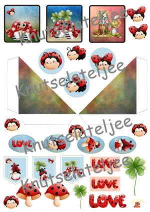 Ladybug embelishments 5 160gr enkelzijdig