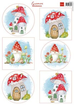 Marianne D Decoupage Gnomes paddenstoelen