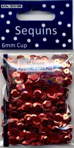 Pailletten facon metal rood 6 mm 12 GR