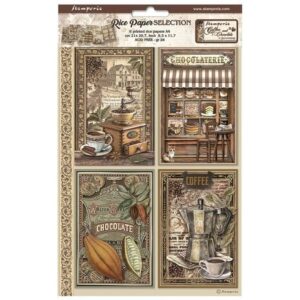 Stamperia Coffee and Chocolate A4 Rice Paper Selection (6 pcs)