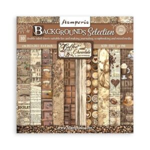 Stamperia Coffee and Chocolate Backgrounds 20,3x20,3cm Paper Pack