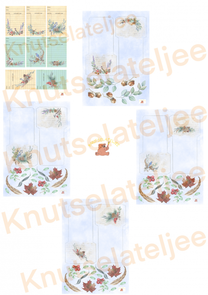 Wintervogels bibkaart+pocket (5st)
