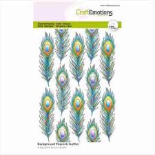 CraftEmotions Clearstamps A6 Achtergrond pauwenveer Lian Qualm (02-24)
