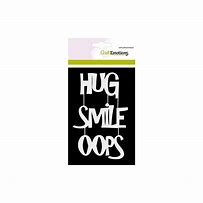 CraftEmotions Mask stencil - Tekst HUG SMILE OOPS (EN)