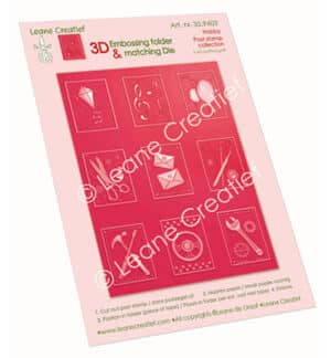 LeCreaDesign 3D emb. folder met snijmal voor postzegels, Hobby 9 motieven