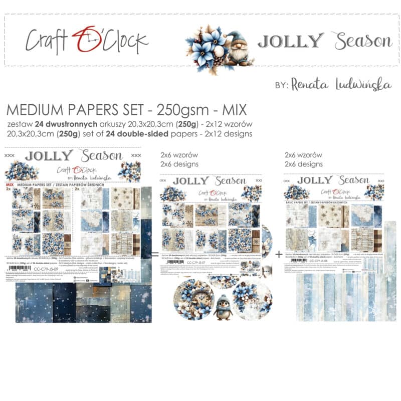 JOLLY SEASON - a set of papers 20,3x20,3cm - MIX