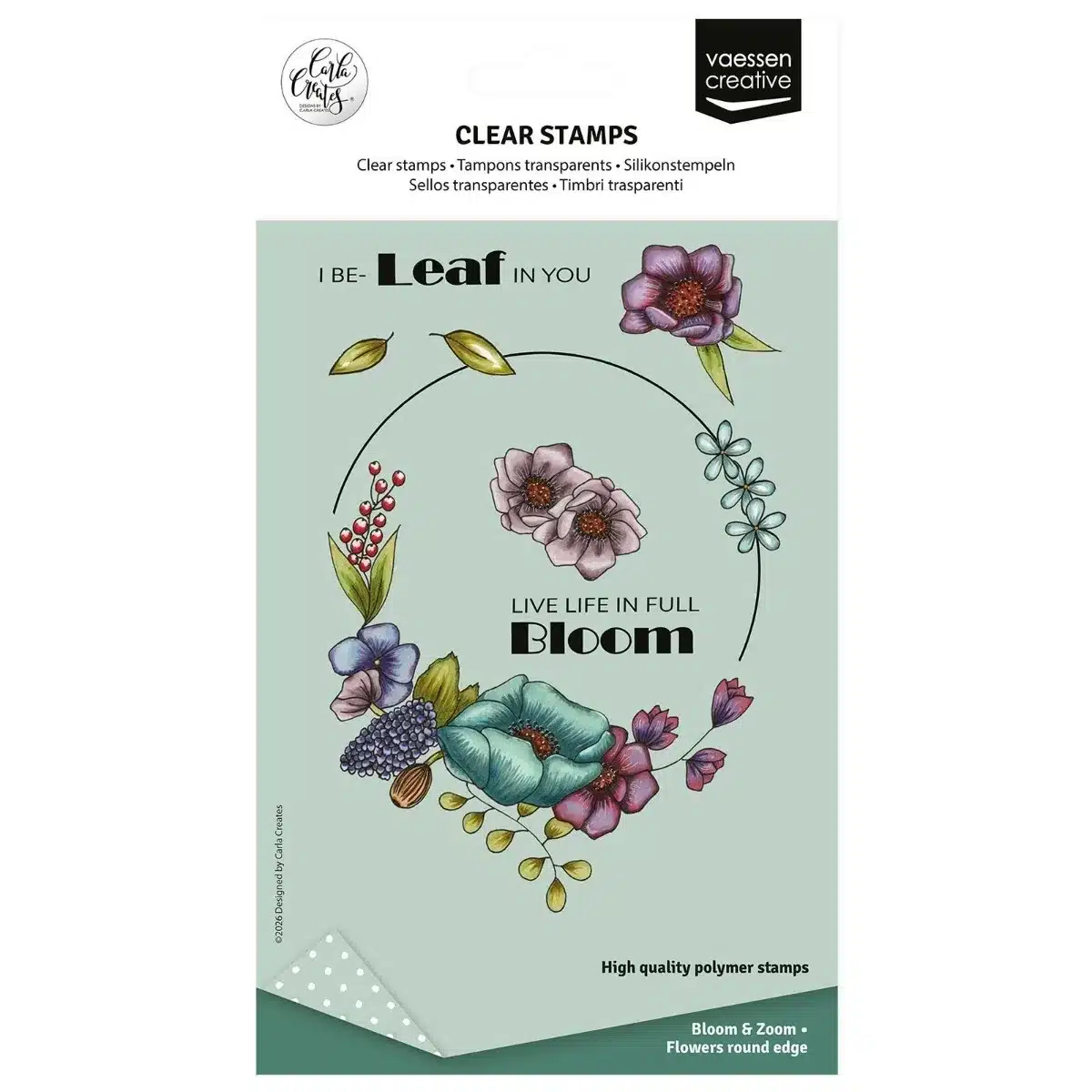 Vaessen Creative - Clear Stamps by Carla Creates - Flowers Round Edge 14st. (CAR0308)
