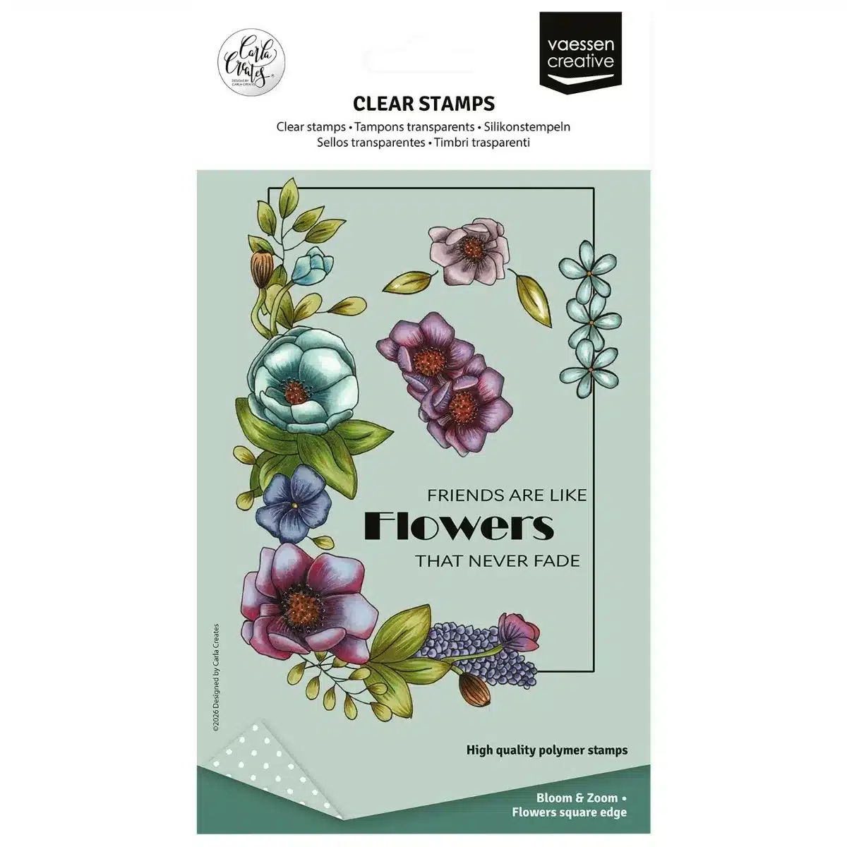 Vaessen Creative - Clear Stamps by Carla Creates - Flowers Square Edge 11st. (CAR0309)